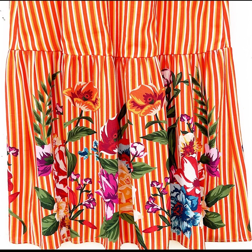 Lulu's Orange Striped Floral Maxi Dress - Picture 6 of 7